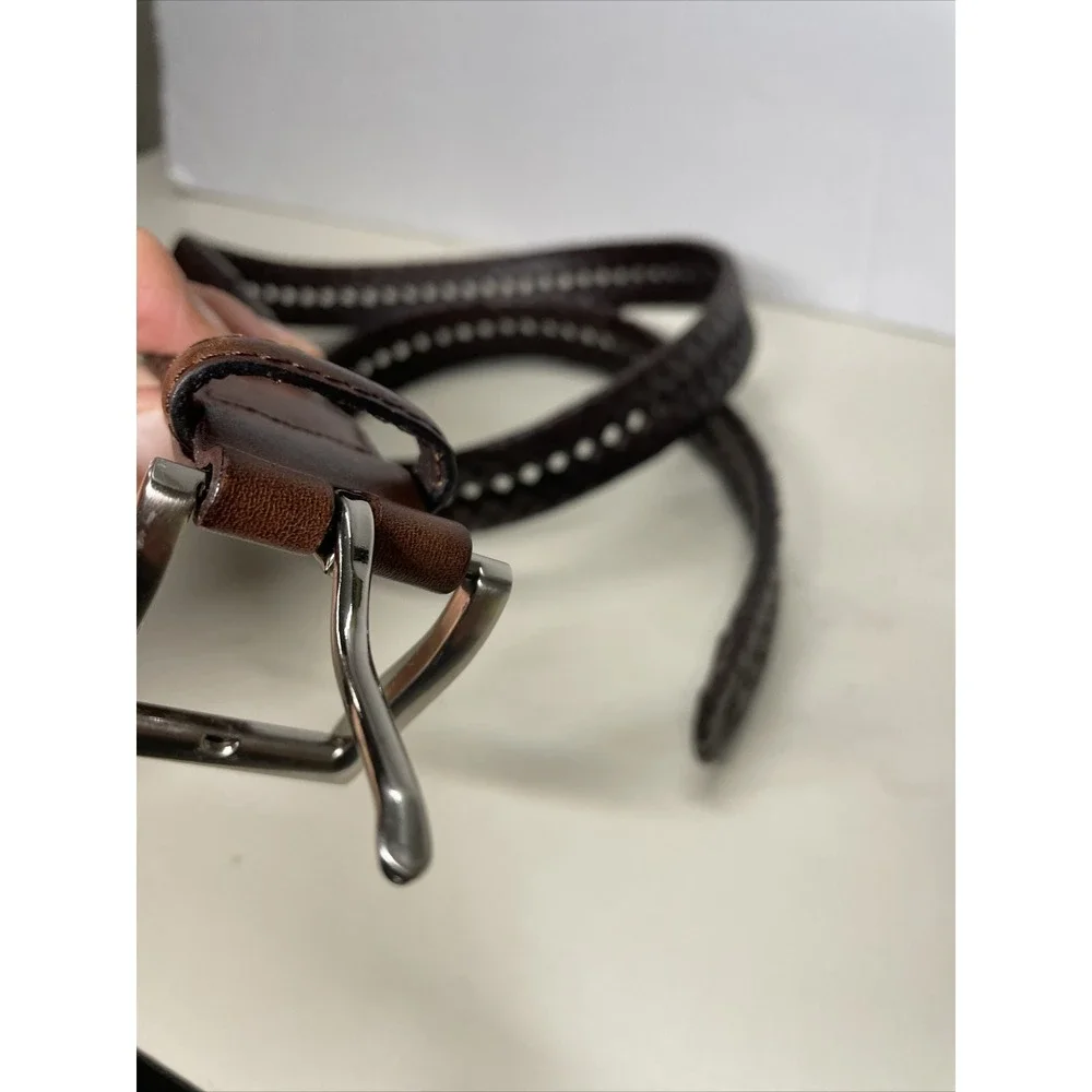 Leather trim immitation Leather leacing Brown Belt Mens 3BH Sz 42/105